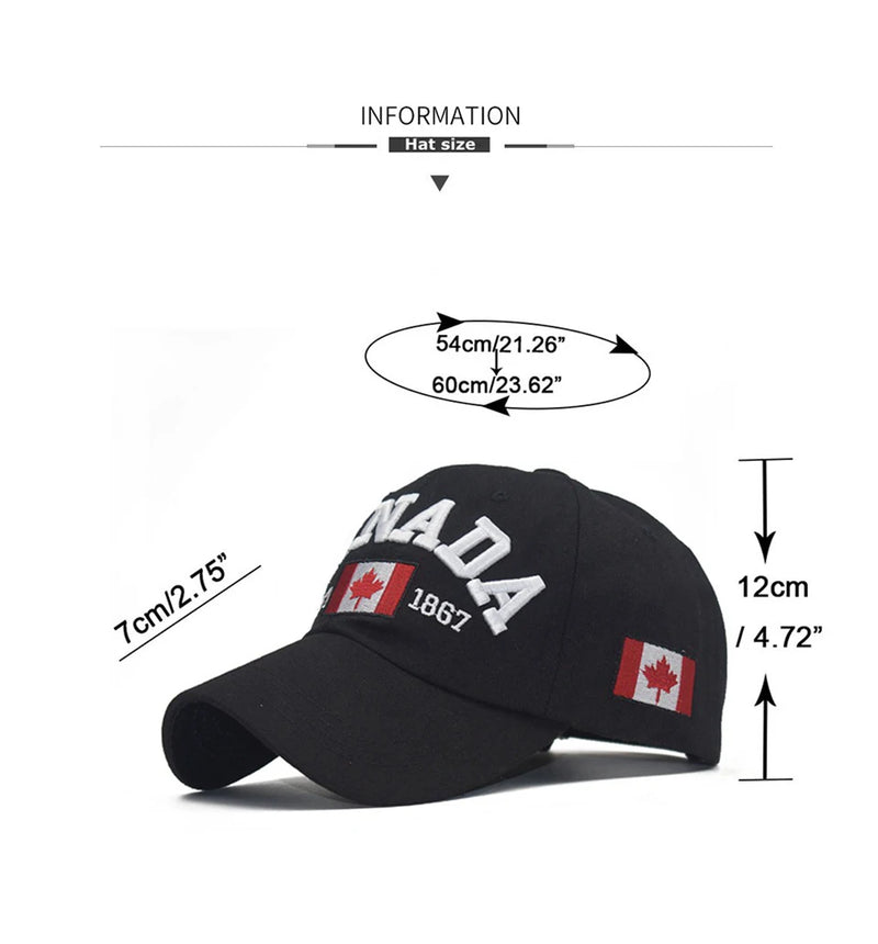 Baseball Cap CANADA Letter Embroidery Leisure Fashion Sun hat Spring Autumn Washed denim baseball Sport cap Hip Hop Fitted Cap