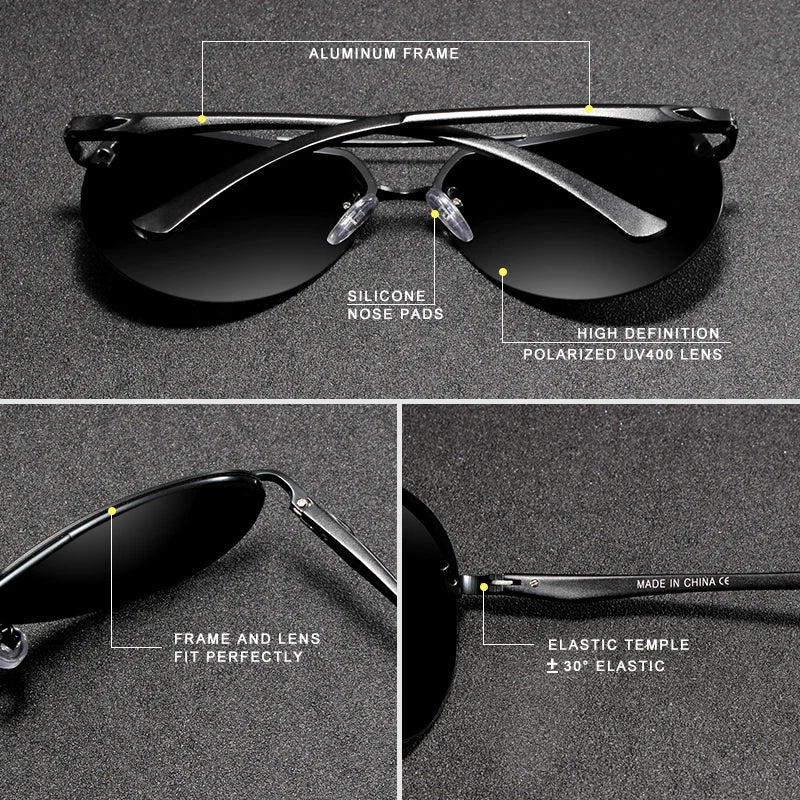 Aluminum Magnesium Polarized Rimless Lens Sunglasses For Men High Definition Retro Women Eyewear Outdoor Sports