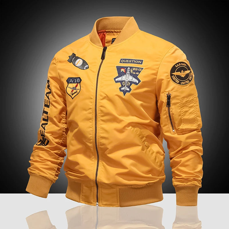 American overalls pilot MA-1 jacket Men's autumn and winter thickened Baseball uniform Trendy coat Men's military fan jacket Men