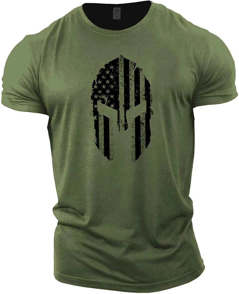 Short Sleeve Soldier T Shirt Men's Summer Casual Breathable Quick Dry Star Stripes Training Sports Shirt Plus Size