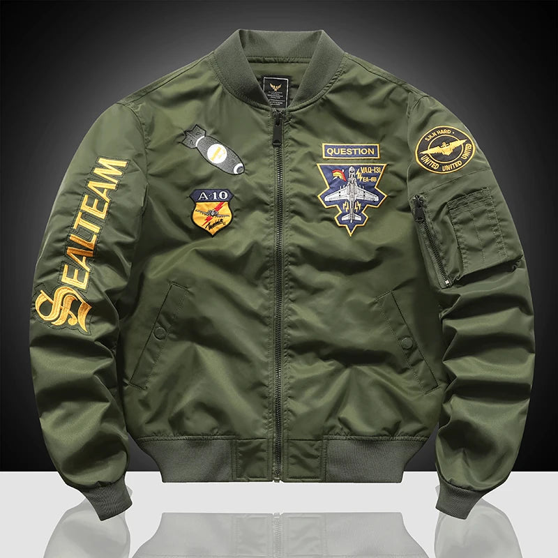 American overalls pilot MA-1 jacket Men's autumn and winter thickened Baseball uniform Trendy coat Men's military fan jacket Men